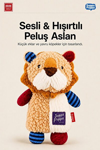 Gigwi Suppa Puppa Serisi Sesli & Hışırtılı Aslan Peluş Köpek Oyuncağı - Küçük...