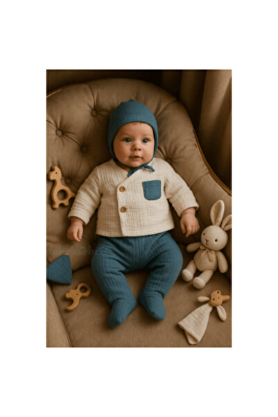 Evokids Muslin Set Fabric Men's 8-Piece Newborn Hospital Release