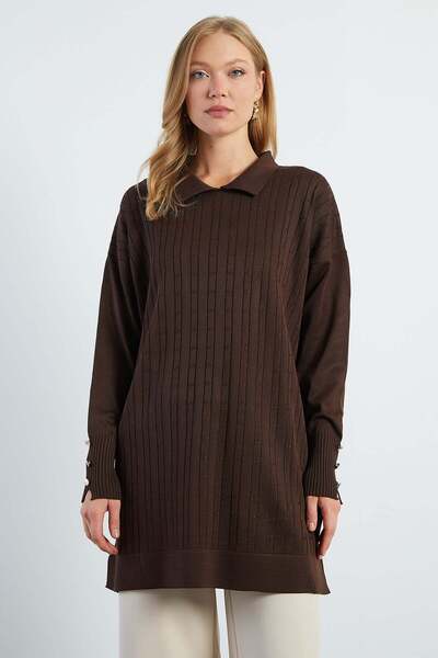 Fulla Moda Fullamodest Jacquard Polo Neck Tunic