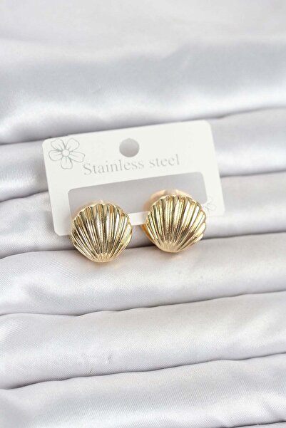 Inure Jewelry 316L Steel Gold Color Sea Shell Model Women's Earrings
