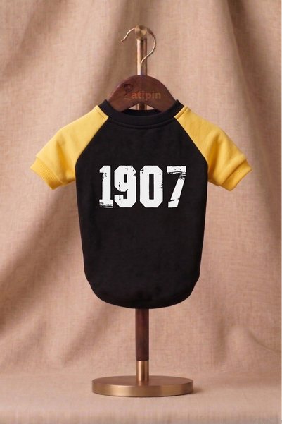 Patipin Yellow Navy Blue Fan Collection 1907 Written Dog Outfit - Small Breed Compatible Yellow Navy Blue Clothing