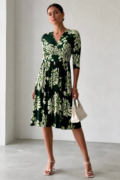 bb butik basic Φόρεμα μίντι με σχέδια και διπλό γιακά PL3547