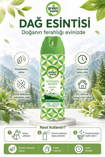 Green World Oda Kokusu Spreyi 500 ml - Mountain Breeze Dağ Esintisi