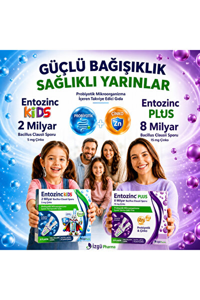 ENTOZİNC KİDS VE PLUS AİLE PAKETİ 10'ar ADETLİ FLAKON AHUDUDU VE PORTAKAL ARO...