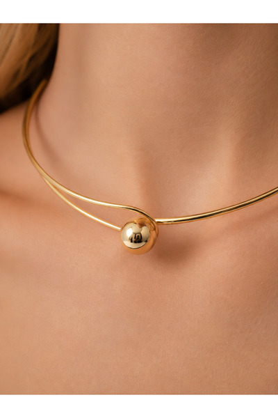 GLİTHE.CO Kadın Altın Tasarım Top Detay Choker