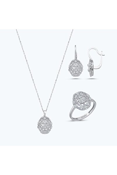 Altınbaş Altın Üçlü Baget Taşlı Set