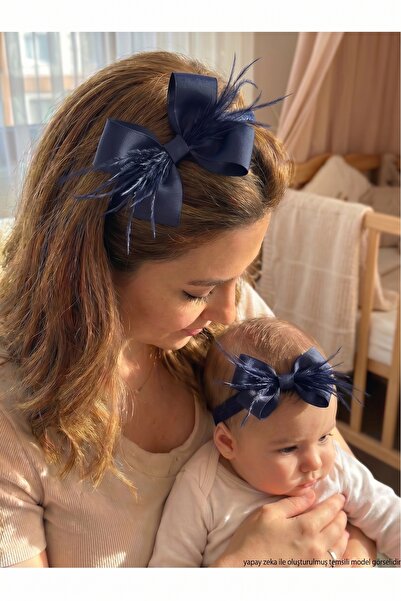 Massaltay Feather Bow Maternity Crown and Baby Bandana Set – Postpartum Mothe...