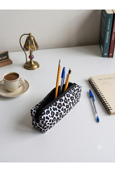 Nöşre Design Leopar Desen Kalemlik Çok Amaçlı Organizer Makyaj Çantası Kalem ...