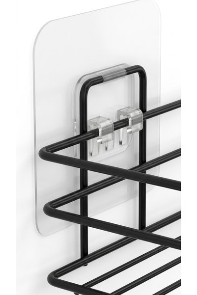 ALSİ HOME Adhesive Shampoo Rack Bathroom Shelf Black Bathroom Shampoo Rack Shower Cabin Shower Hanger Set of 2