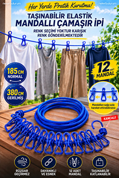 nelerbulurum 12 PORTABLE ELASTIC CLOTHING STRING WITH LATCH