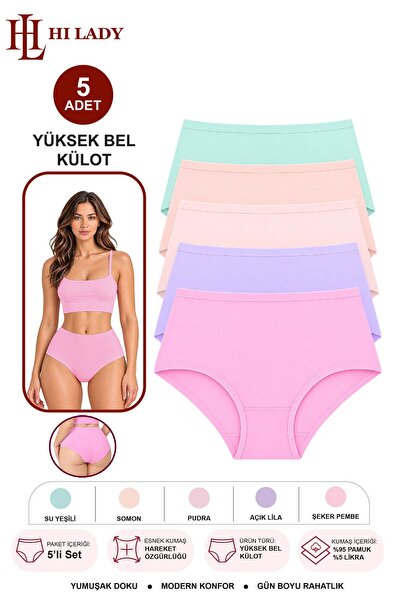 Hilady Women Panties Lycra Stretchy Cotton Fabric High Waist Panties Soft Colors