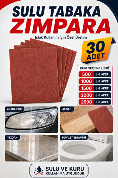 CNR El Su Zımparası 30 Adet Far Temizleme ve Parlatma Seti | 2500-2000-1500-1000-500 Kum