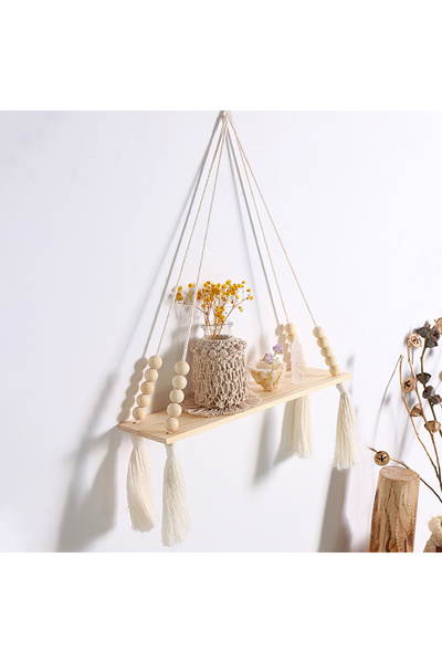 Choice TK018-M0742 Wooden Storage Rack Floating Wall Shelf Rustic Wood Wall S...