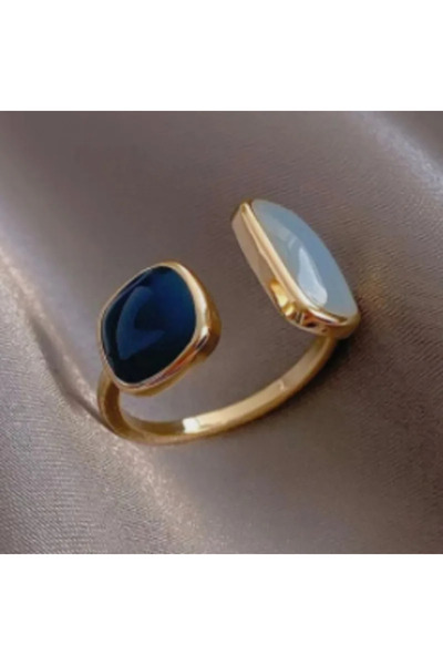 Choice resizable C2679 2023 French New Retro Square Blue Oil Dripping Ring Fa...