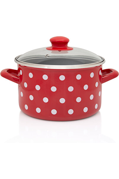 Metalac Oala 6.75l cu capac din sticla Tufne email/24cm/6.75l