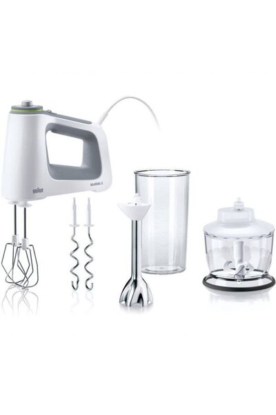 Braun Mixer de mana HM5137WH, 750 W, 9 viteze + Turbo, Pahar gradat 0.6L, Toc...