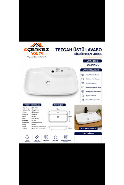 Genel Markalar CeraStyle Nova Tezgâh Üstü Lavabo – 70 cm