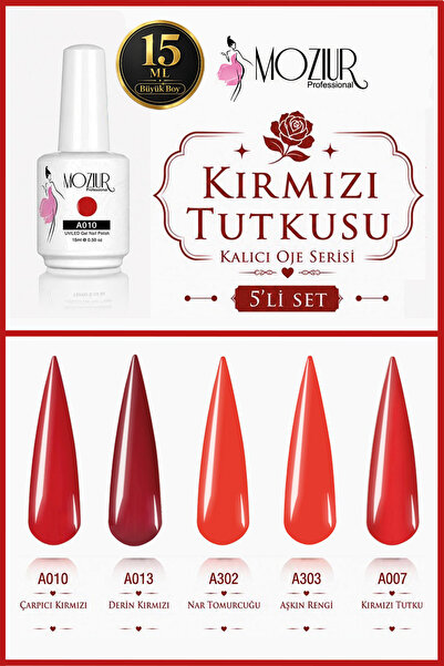 MOZIUR Kırmızı Tutkusu Kalıcı Oje Serisi 15ml Büyük Boy