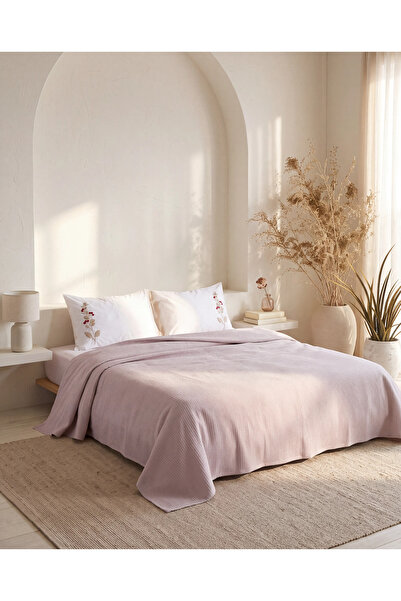 Cicim Home Tomurcuk %100 Pamuk El Nakışlı Çift Kişilik Pike Takımı Premium Ka...