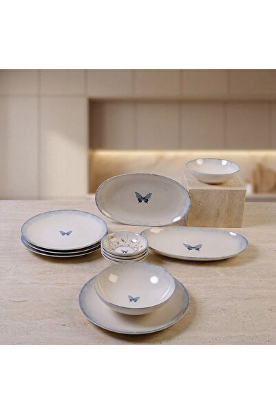 Güral Porselen Flora Blue 12 Parça 4 Kişilik Kahvaltı Takımı 48833