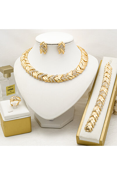 Choice 45cm resizable Gold-color Dubai Jewelry Set For Woman 18K Gold Plated ...