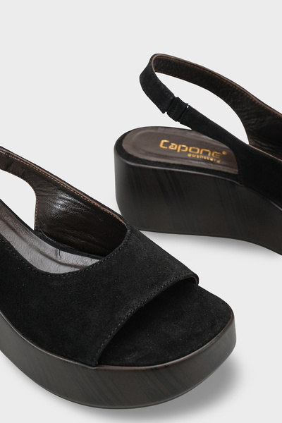 Capone Outfitters Doria Hakiki Deri Süet Dolgu Topuklu Kadın Sandalet