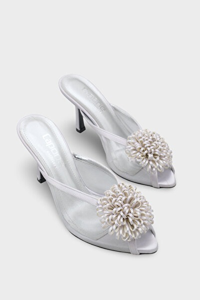 Capone Outfitters Caitrin Mesh Satin Mid-Heeled Stylish Women's Shoes Slipper