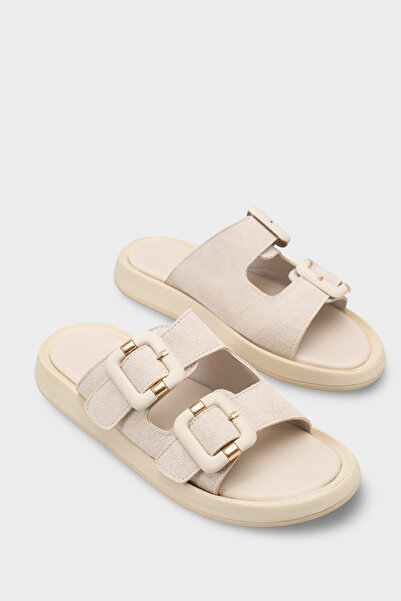 Capone Outfitters Madelene Flat-Toe Meal Two-Buckle Flat Heeled Women's Slippers