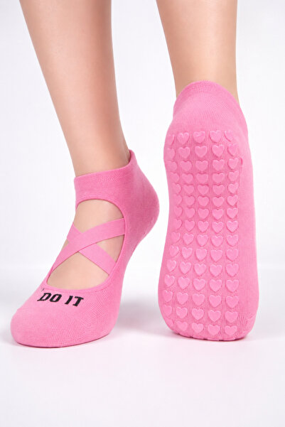 MERTİNWORLD SOCKS Pembe Pilates Yoga Patik Kaydırmaz Taban Çorap