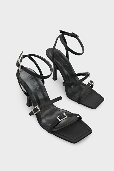 Capone Outfitters Connie Flat Toe Ankle Strap Stone Buckle Medium Heel Women'...