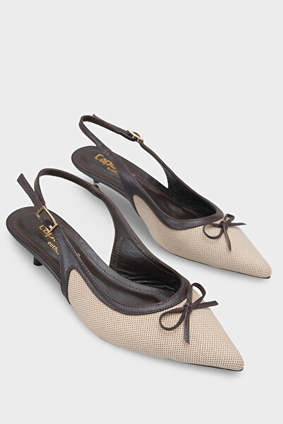 Capone Outfitters Gwenn Genuine Leather Pointed Toe Open Back Mid-Heeled Wome...