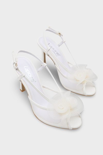 Capone Outfitters Reina Mesh Round Toe Bow High Heeled Strappy Women's Shoes