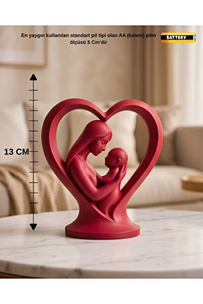 Printorium Anneler Günü Özel Kalpli Anne & Bebek Dekoratif Obje – 13 cm Sevgi...