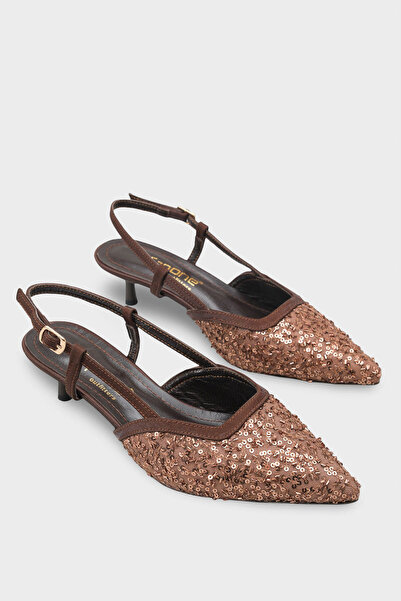 Capone Outfitters Marianna Genuine Leather Lined Sequin Open Back Women's Shoes