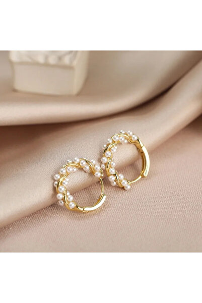 Choice S4-2pcs-golden EVISPOL French Imitation Pearl Hoop Earring Small Round...