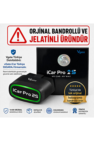 Vgate iCar PRO 2S Bluetooth 5.2 Arıza Tespit ve Gizli Özellik Açma Cihazı ABR...