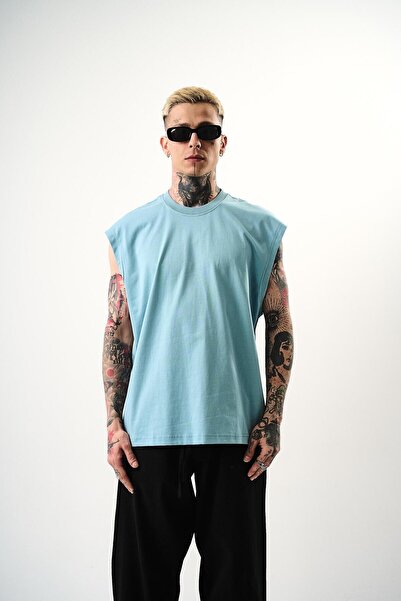 Respire Men's Basic Zero Sleeve Oversize T-Shirt Bebemavi