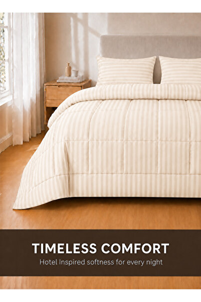 Hotel Linen Klub Stripe Comforter Set- Ultra Soft Brushed Microfiber Fabric, Soft Siliconized Fiber Filling