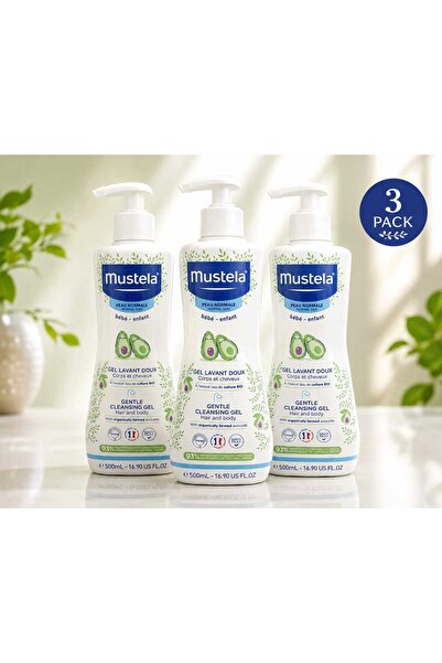 Mustela جل تنظيف لطيف 500 مل عبوة من 3 قطع