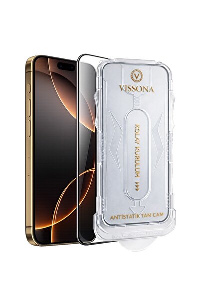 Vissona İPhone 17 Pro Ekran Koruyucu % 100 Cam (Temperli) Kolay Kurulum Aparatlı