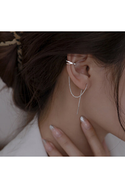 Choice S1-1pc-silvery EVISPOL Crystal Tassel Non-Piercing Cuff Earing Clip Ea...