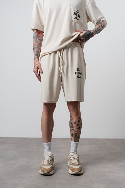 Respire Men's Far from Basic Printed Shorts Beige