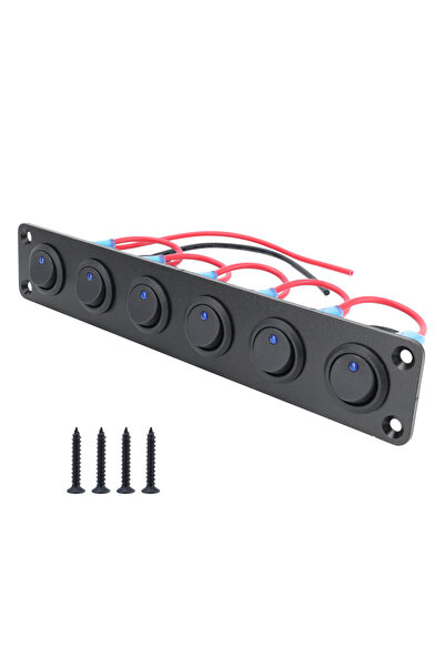 Choice5 CP-5260-06 20A Blue Circular Joystick Switch Panel with 3-Pin Aluminu...