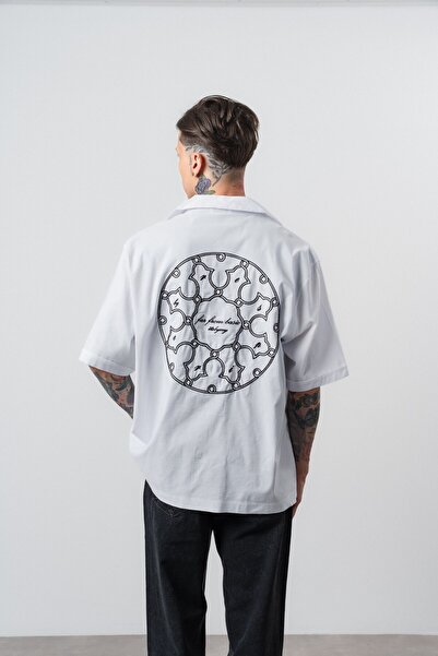Respire Men's Itsbyzey Embroidered Oversize Shirt White