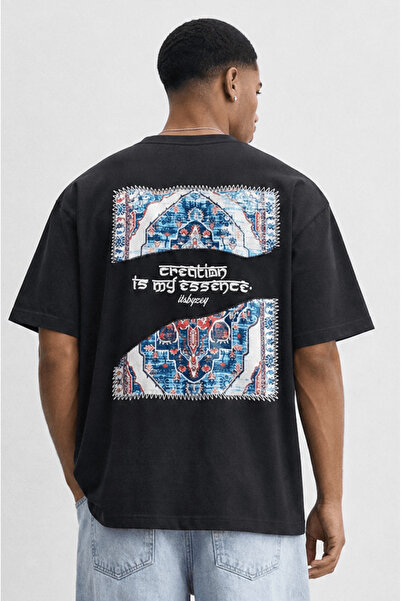 Respire Men's Itsbyzey Embroidery Detailed Oversize T-Shirt Black