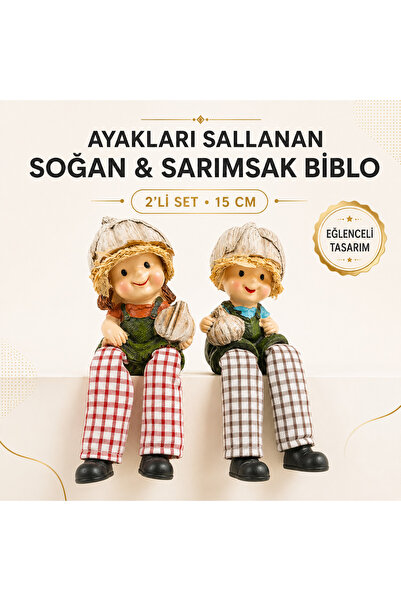 e-life shop Ayakları Sallanan Soğan Sarımsak Kafalar Biblo Dekoratif Hediye Ü...