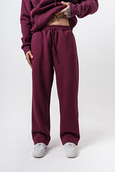 Respire Erkek Yazı Detaylı Basic Baggy Eşofman Altı Vişne