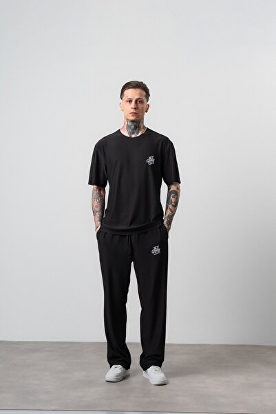 Respire Men's Not Today Written T-Shirt Pants Set Black