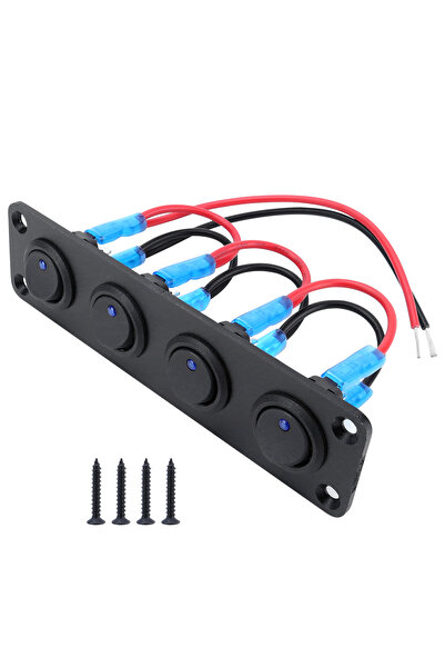 choice2 CP-5260-04 20A Blue Circular Joystick Switch Panel with 3-Pin Aluminu...