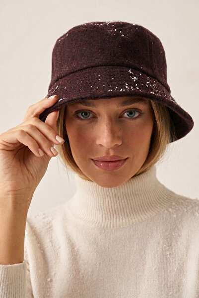Ritagarcia Women's Round Burgundy Bucket Bucket Hat